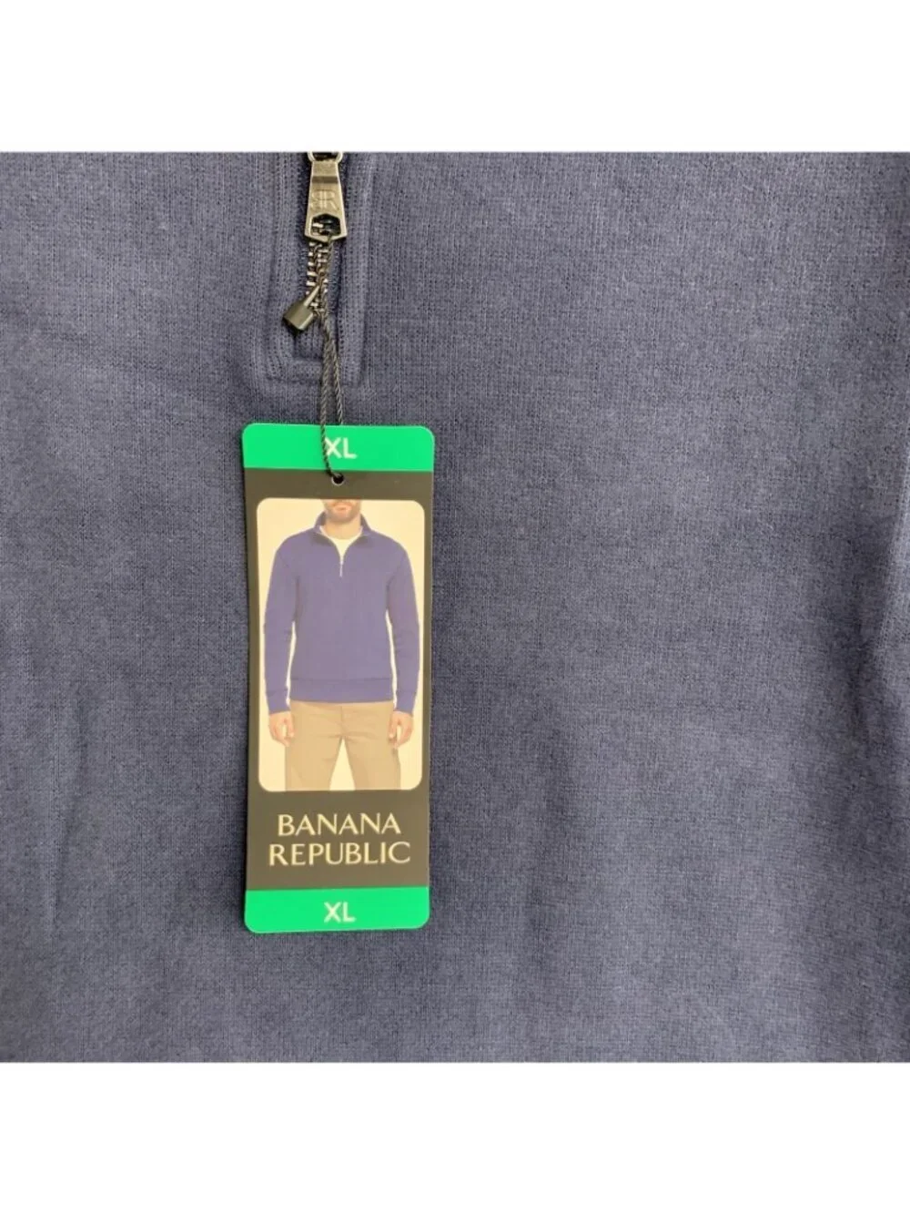 Banana Republic Men's XL Navy Half-Zip Pullover Sweater 84% Cotton n1289